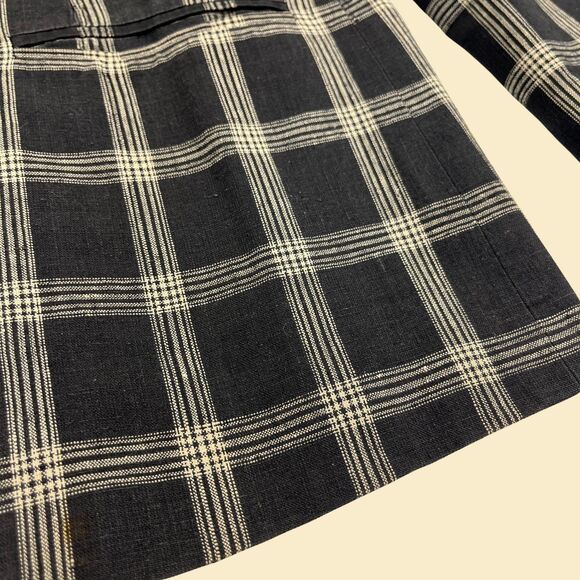 90s black & beige blazer jacket, size 10P vintage linen womens coat - Picture 8 of 10